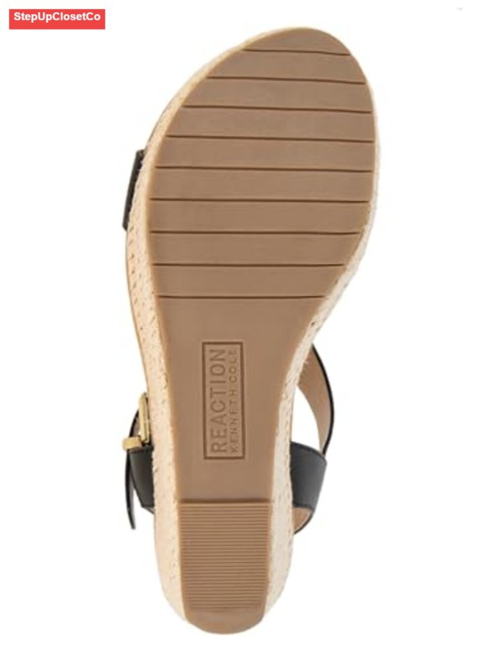 Women's T-Strap Wedge Sandal Espadrille with Buckle Closure - Picture 3 of 6